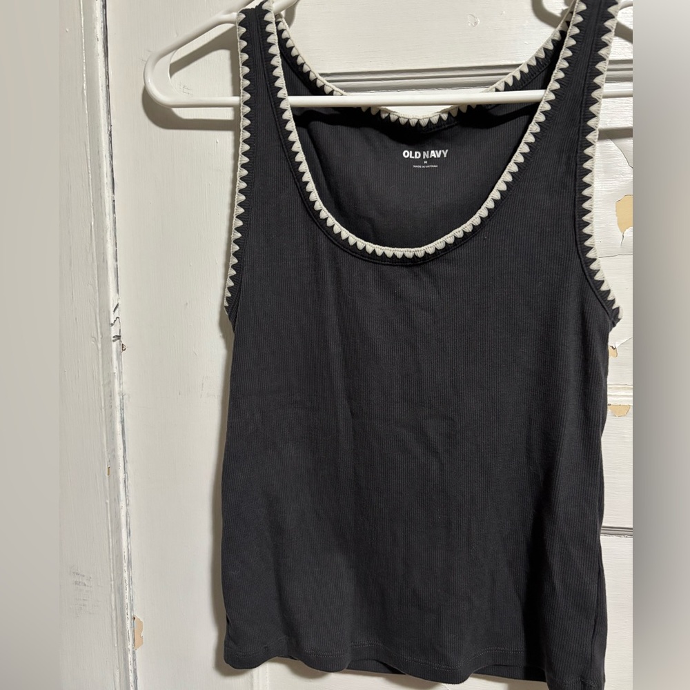 Old Navy Grey Tank Top with White Trim
